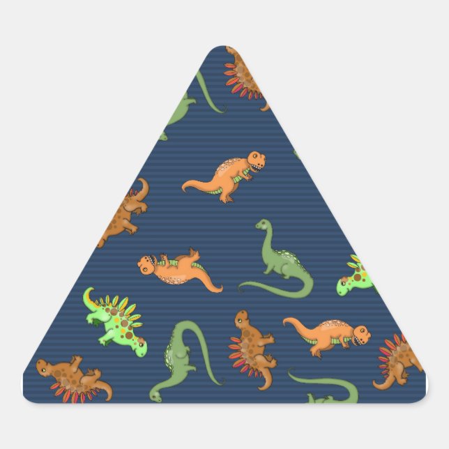 Cute Dinosaurs Pattern Triangle Sticker (Front)