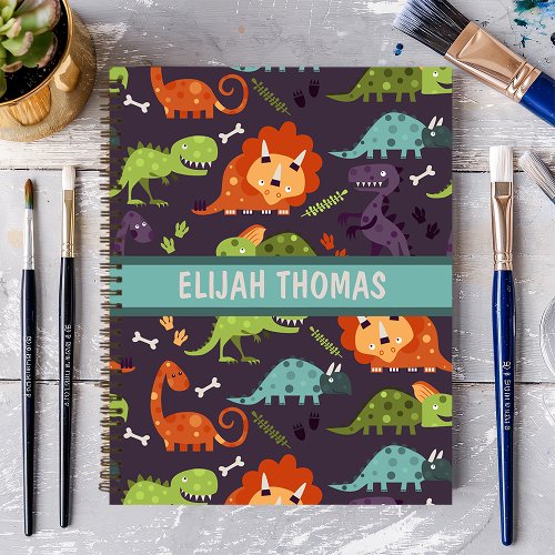 Cute Dinosaurs Personalized Custom Boys Notebook