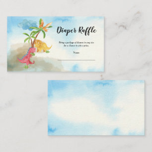 Cute Dinosaurs Playing Baby Shower Diaper Raffle Enclosure Card