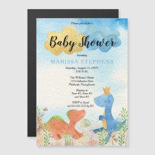 Cute Dinosaurs Playing Boy Baby Shower Invitation