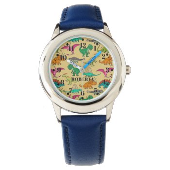 Cute Dinosaurs Prehistoric Kids Watch by kidslife at Zazzle