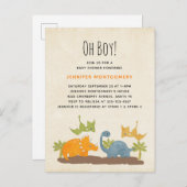 Cute Dinosaurs Prehistoric Wildlife Baby Shower Invitation Postcard (Front/Back)