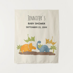 Cute Dinosaurs Prehistoric Wildlife Baby Shower Tapestry