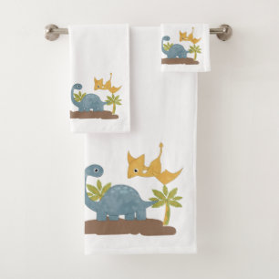 Cute Dinosaurs Prehistoric Wildlife Bath Towel Set