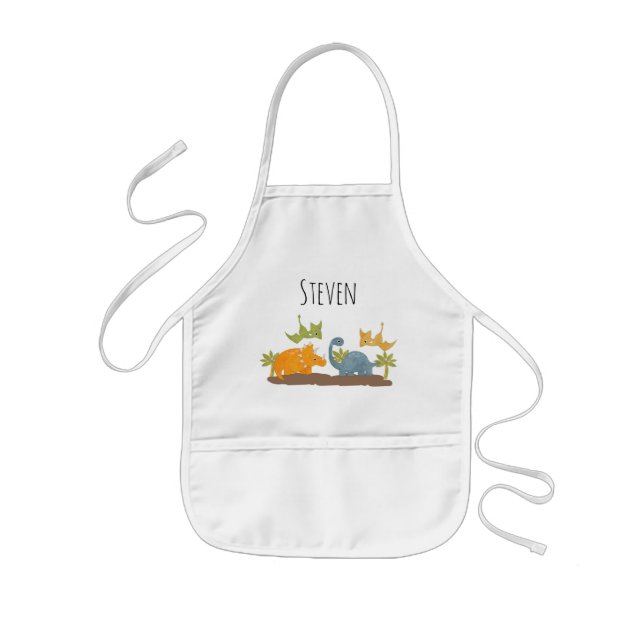 Cute Dinosaurs Prehistoric Wildlife Kids' Apron (Front)