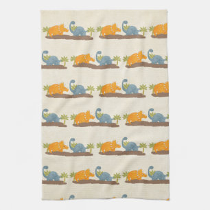 Cute Dinosaurs Prehistoric Wildlife Kitchen Towel
