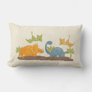 Cute Dinosaurs Prehistoric Wildlife Lumbar Pillow