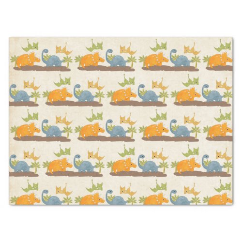 Cute Dinosaurs Prehistoric Wildlife Pattern Tissue Paper