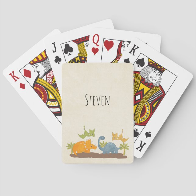 Cute Dinosaurs Prehistoric Wildlife Poker Cards (Back)