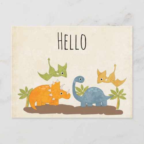 Cute Dinosaurs Prehistoric Wildlife Postcard