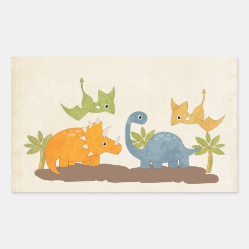 Cute Dinosaurs Prehistoric Wildlife Rectangular Sticker