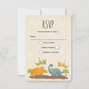 Cute Dinosaurs Prehistoric Wildlife RSVP Card