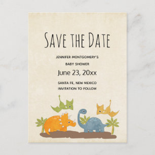 Cute Dinosaurs Prehistoric Wildlife Save the Date Invitation Postcard