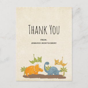 Cute Dinosaurs Prehistoric Wildlife Thank You Postcard