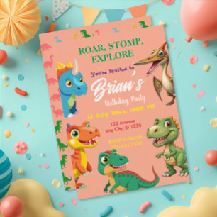 Cute Dinosaurs roar Boy Birthday Invitation