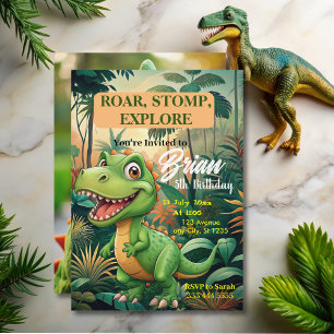 Cute Dinosaurs roar Boy Birthday Invitation