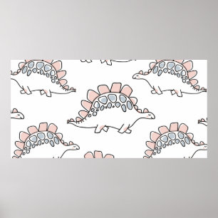 Cute dinosaurs seamless pattern poster