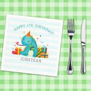 Cute Dinosaurs Stomp Chomp and roar birhtday Kids Napkins