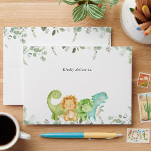 Cute Dinosaurs, T-Rex, Jurassic, Baby Shower Envelope