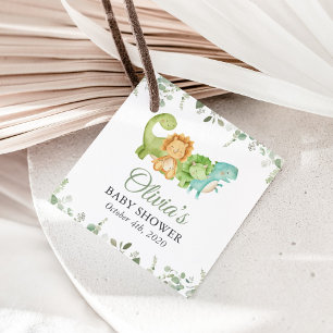 Cute Dinosaurs, T-Rex, Jurassic, Baby Shower Favor Tags