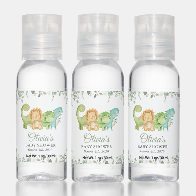 Cute Dinosaurs, T-Rex, Jurassic, Baby Shower Hand Sanitizer (Set)