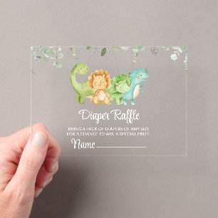 Cute Dinosaurs, T-Rex, Jurassic, Diaper Raffle Acrylic Rsvp Card
