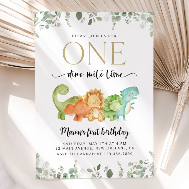 Cute Dinosaurs, T-Rex, Jurassic, First Birthday Invitation (Creator Uploaded)