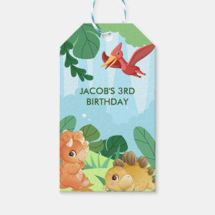 Cute Dinosaurs Theme Birthday Party Gift Tags