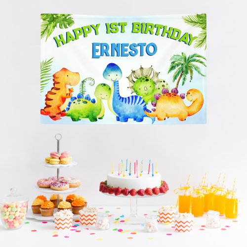 Cute dinosaurs toddler birthday party personalized banner