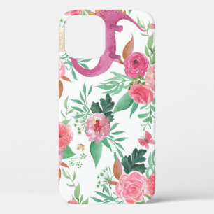 Cute Dinosaurs Vintage Floral Pattern iPhone 12 Case