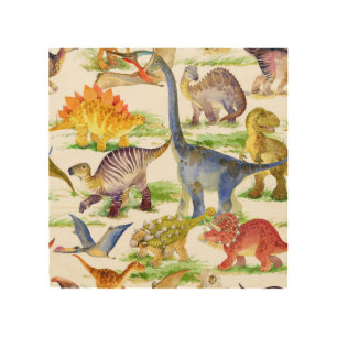 Cute Dinosaurs Watercolor Seamless Art