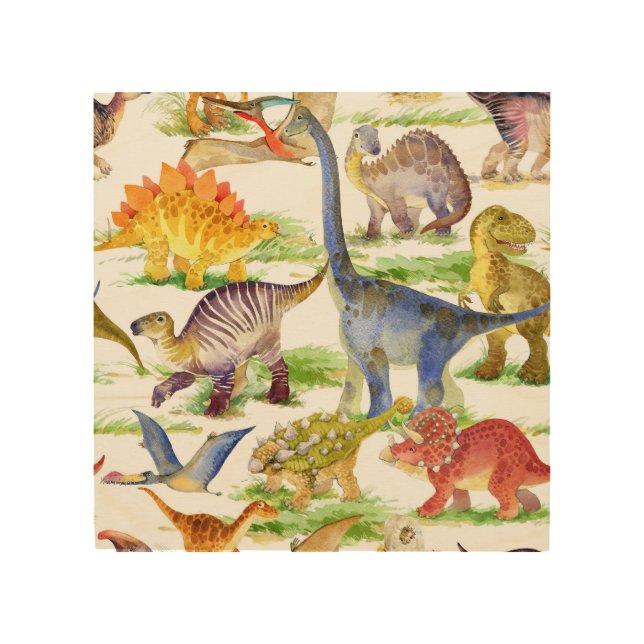 Cute Dinosaurs Watercolor Seamless Art (Front)
