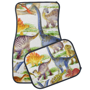 Cute Dinosaurs Watercolor Seamless Art Car Floor Mat