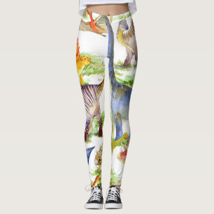 Cute Dinosaurs Watercolor Seamless Art Leggings