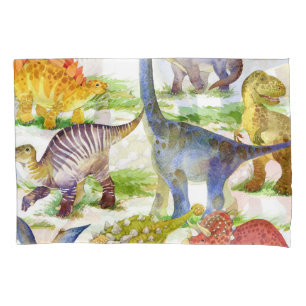 Cute Dinosaurs Watercolor Seamless Art Pillow Case