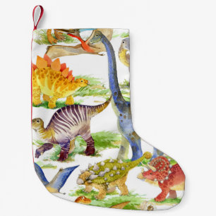 Cute Dinosaurs Watercolor Seamless Art Small Christmas Stocking