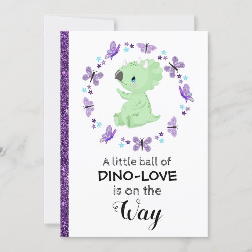 Cute Dinosuar Glitter Baby Shower Invitation