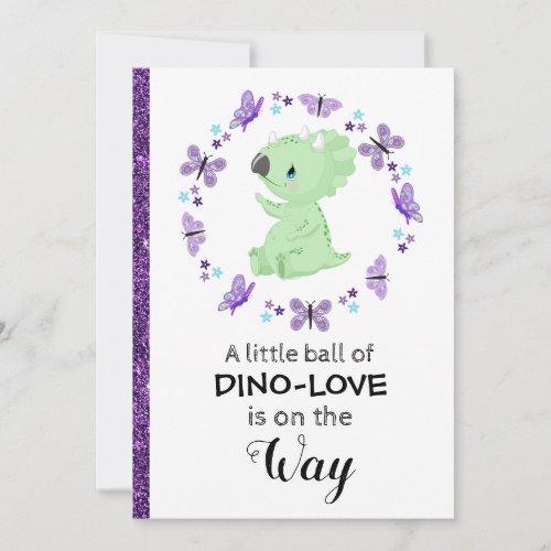 *~* Cute Dinosuar Glitter Baby Shower Invitation