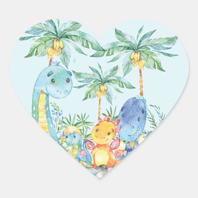 Cute Dinousaurs Baby Shower Favor Sticker (Front)