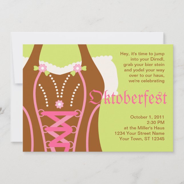 Cute Dirndl Corsage Oktoberfest Invitation (Front)