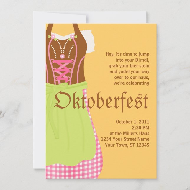 Cute Dirndl Oktoberfest Invitation (Front)