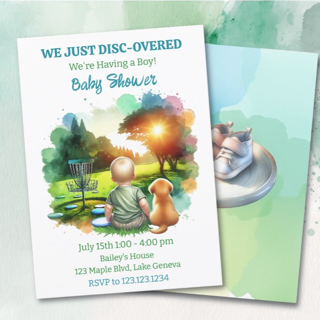 Cute Disc Golf Boy's Baby Shower Invitation (Creator Uploaded)