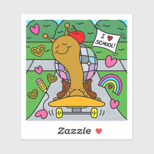Cute Disco Snail Skateboards Back To School Vinyl Sticker