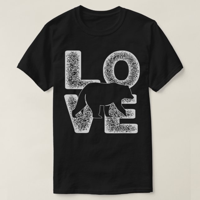 Cute Distressed I Love Bear Idea For Animal Lovers T-Shirt (Design Front)
