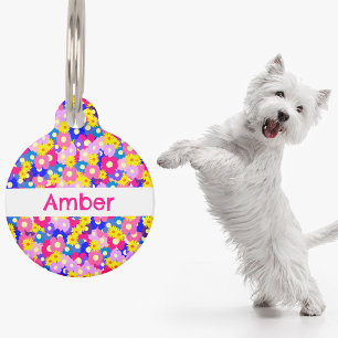 Cute ditsy flower Personalized Pet ID Tag