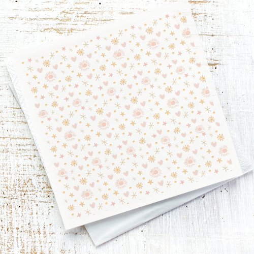 Cute Ditsy Pattern of Suns Hearts and Stars Pink Napkins