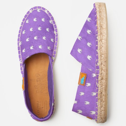 Cute Diva Ghost Halloween Pattern Purple Grunge Espadrilles