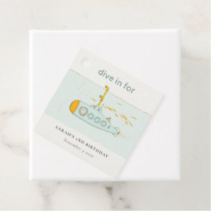 Cute Dive In Underwater Submarine Any Age Birthday Favor Tags