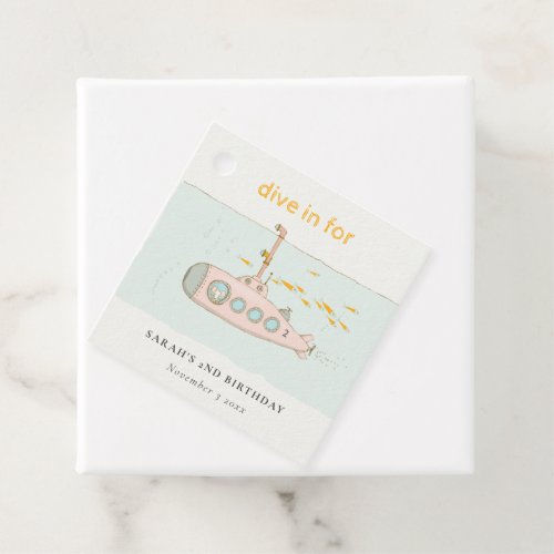 Cute Dive In Underwater Submarine Any Age Birthday Favor Tags