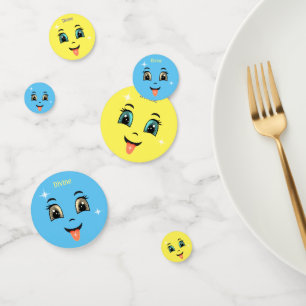 Cute Divine Blue & Yellow Happy Faces Confetti